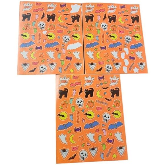 American Greeting Card Vintage Halloween Sticks Sheet X 3 Sull Black Cat - Picture 1 of 6